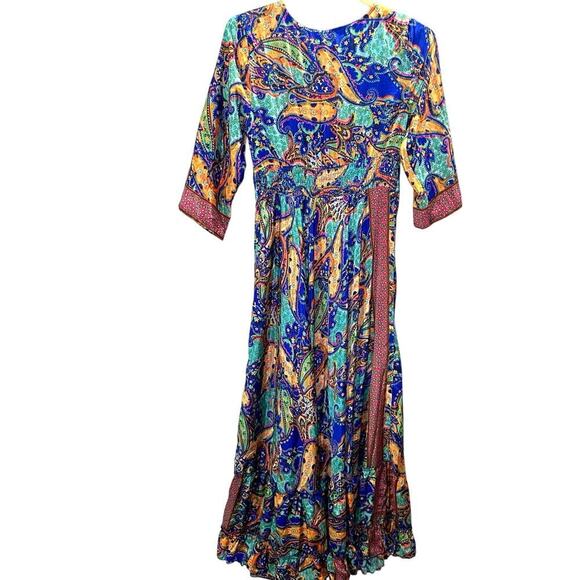 Me 2 Magic Anthropologie Vibrant Paisley Print Bright Boho Flowy Dress Size S - Picture 2 of 5